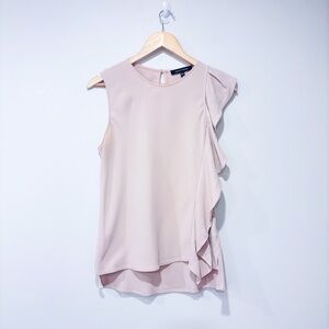 JUDITH & CHARLES Light pink silk sleeveless top with frills